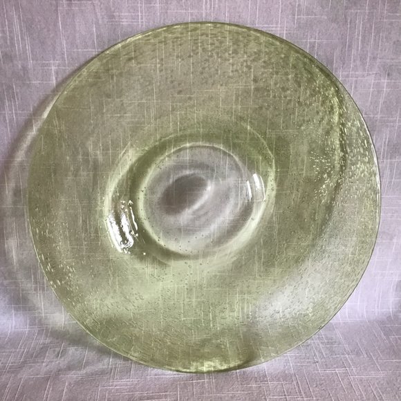 Large Hand Blown Lime Green Art Glass Plate - Picture 11 of 13
